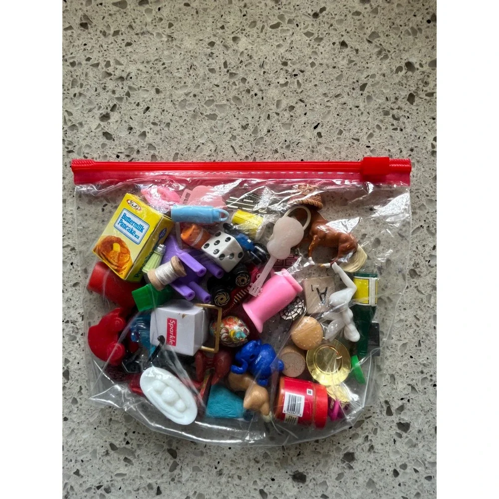 Assorted Miniature Toy Lot Mixed Trinkets Dollhouse Accessories Food Animals